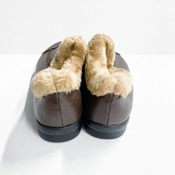 Casual Unisex Soft Sole Slip On Leather Casual Fur Lining Shoes Comfortable Work - Picture 5 of 6